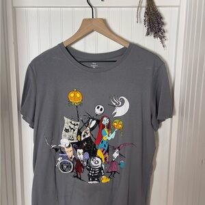 Disney Gray Nightmare Before Christmas Character Graphic Tee
